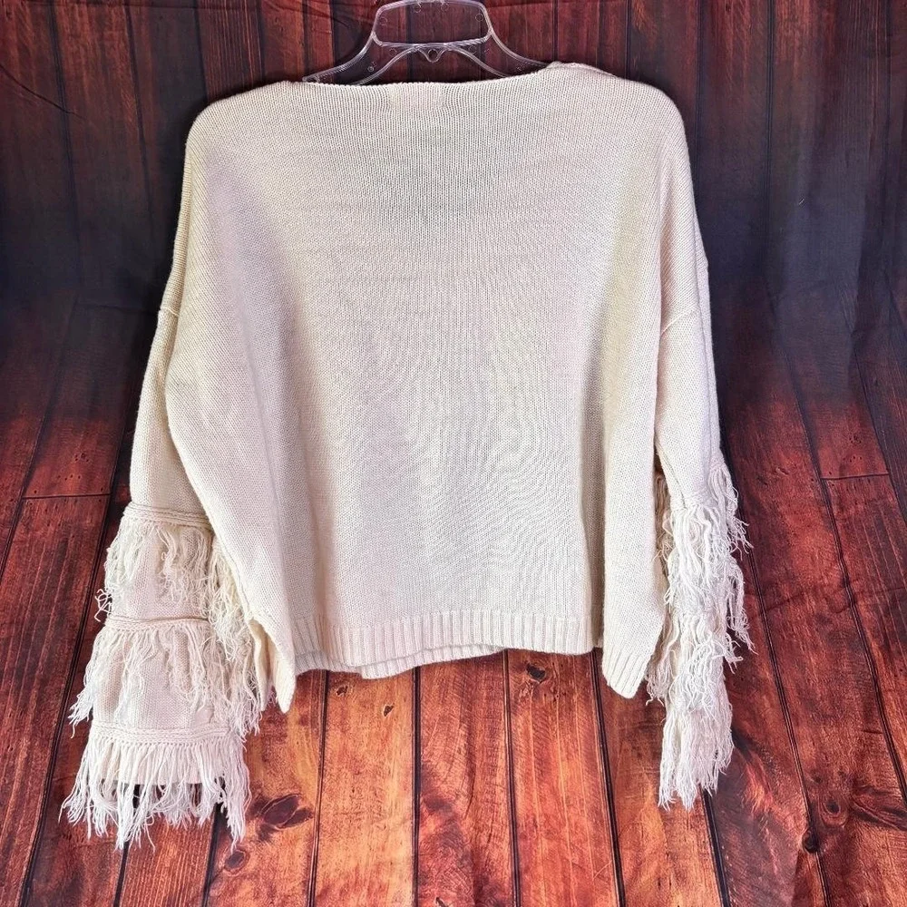 Pink‎ Lily Cropped Sweater Ivory Boho